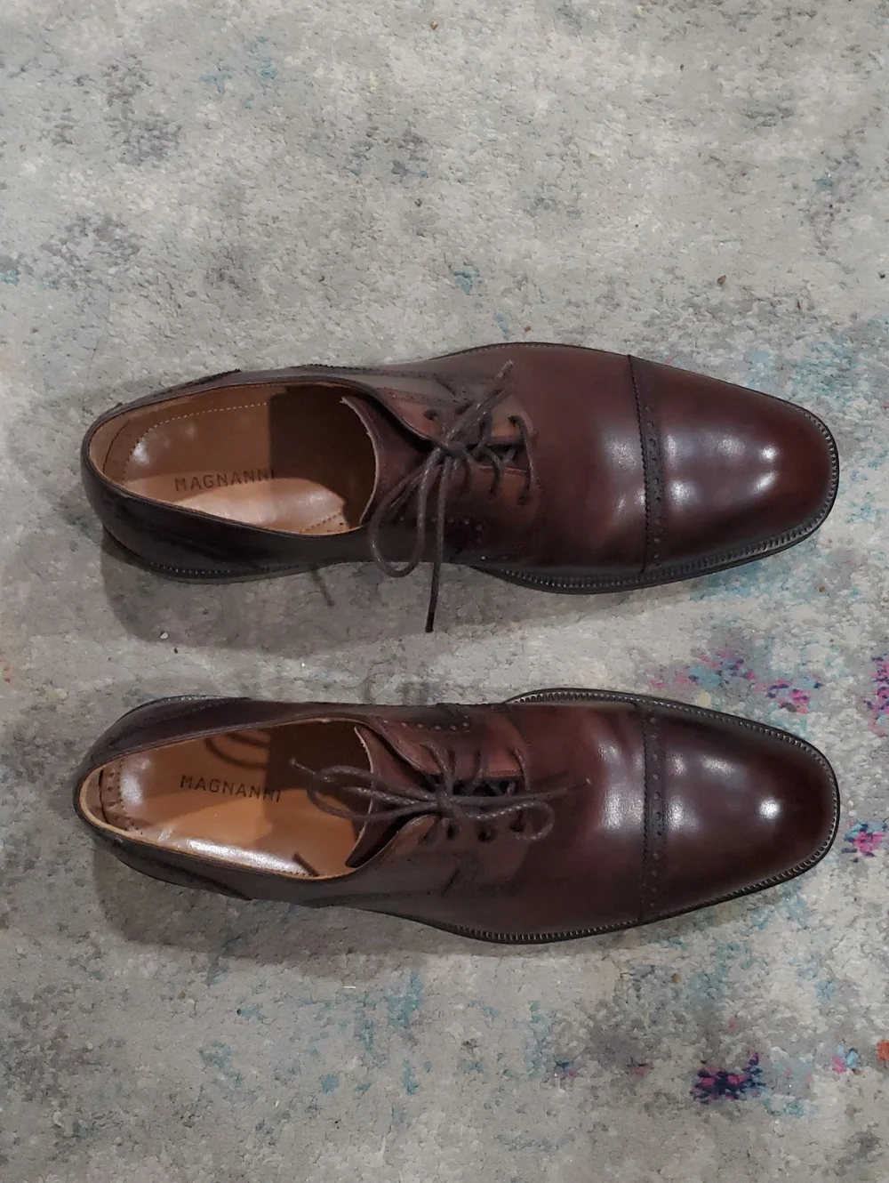 Magnanni Brown Leather Cap-Toe Derby Shoes Size 11.5